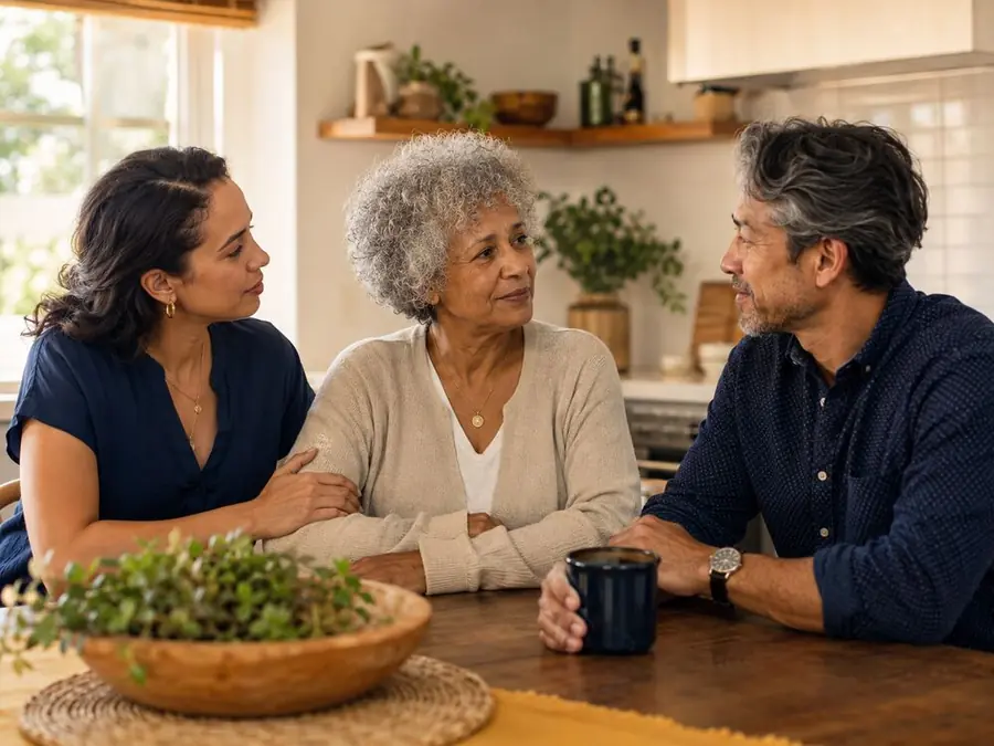 A family gathering together for support